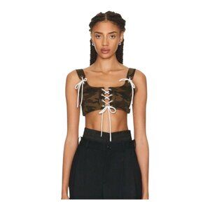 MONSE Camo Lacing Corset Cotton Bra Top Military Luxury Contemporary Women's 4